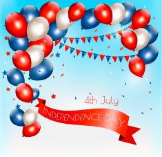 Holiday American background with colorful balloons for 4th of Ju N2