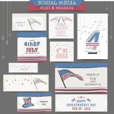 American Independence Day social media ads or headers