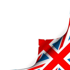 Curled Paper Corner with Great Britain Flag Background