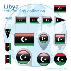 Flag of Libya icon collection vector illustration