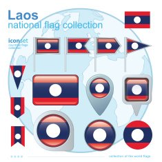Flag of Laos icon collection vector illustration