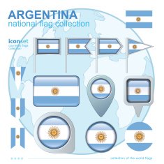 Flag of Argentina icon collection vector illustration