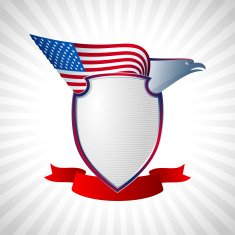 Eagle US Shield Flag Wing Flying Background Grey