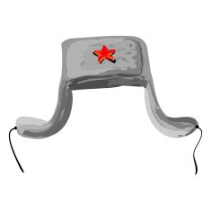 Russian fur hat with red star medallion