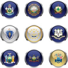 U S States Flag Icons - Northeast