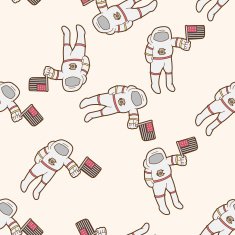 Space Astronaut 10 cartoon seamless pattern background N6