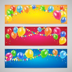 Holiday banners with balloons