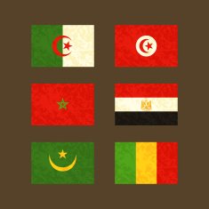 Flags of Algeria Tunisia Morocco Egypt Mauritania and Mali
