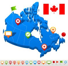 Canada map and navigation icons - Illustration