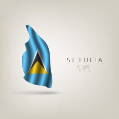 Flag of St Lucia as a country with shadow