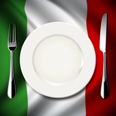 Vector table setting on Italy flag background