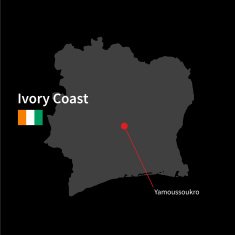 Detailed map of Ivory Coast and capital city Yamoussoukro with