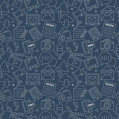 Media electronic line icon pattern set N2