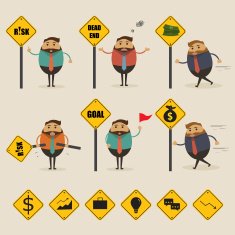 set of businessman charactor with sign