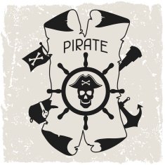 Background on pirate theme with objects and elements N2