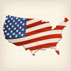 USA flag map wooden style N3