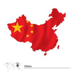 Map of China with flag