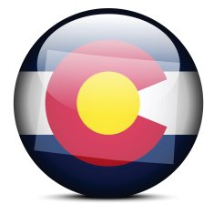 Map on flag button of USA Colorado State