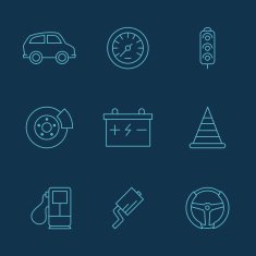 Simple set of auto related vector icons for your design N2