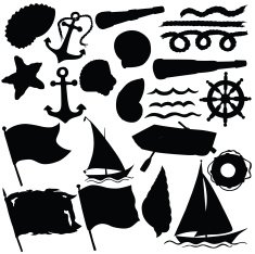 Vector silhouette of the sea elements