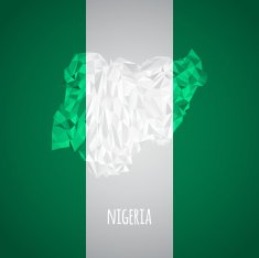 Low Poly Nigeria with National Colors