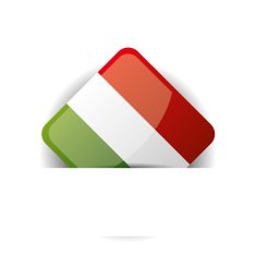 Glossy icon with Flag of Italy in white pocket