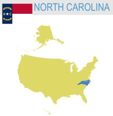 USA state Of North Carolina's map and Flag