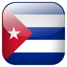 Cuba national flag square button isolated on white background