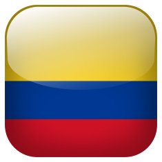 Colombia national flag square button isolated on white background