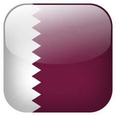 Qatar national flag square button isolated on white background