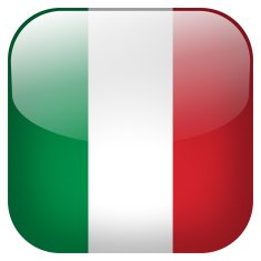 Italy national flag square button isolated on white background