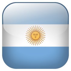 Argentina national flag square button isolated on white background