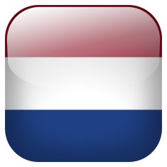 Netherlands national flag square button isolated on white background