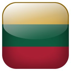 Lithuania national flag square button isolated on white background