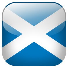 Scotland national flag square button isolated on white background