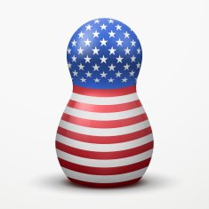 Russian matrioshka in U S flag color