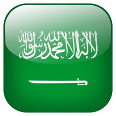 Saudi Arabia national flag square button isolated on white background