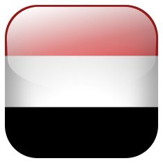 Yemen national flag square button isolated on white background