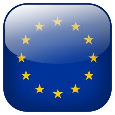 European Union national flag square button isolated on white background