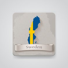 Icon of Sweden map with flag Vector illustration