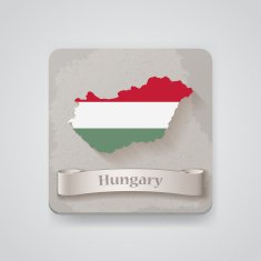 Icon of Hungary map with flag Vector illustration