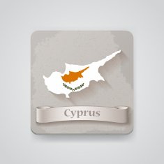 Icon of Cyprus map with flag Vector illustration