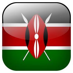 Kenya national flag square button isolated on white background