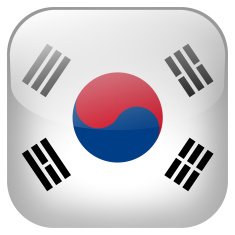 South Korea national flag square button isolated on white background