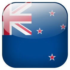 New Zealand national flag square button isolated on white background