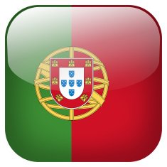 Portugal national flag square button isolated on white background