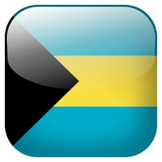 Bahamas national flag square button isolated on white background