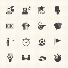 Soccer referee icons set