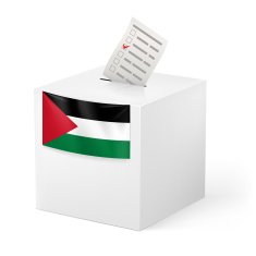 Ballot box with voting paper Palestine