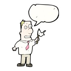 cartoon man waving white flag N35